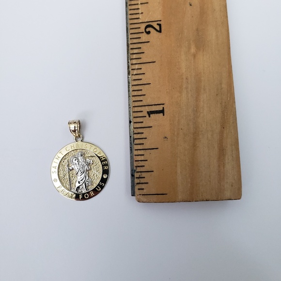 14k Solid Gold Saint Christopher Medal - Protective Jewelry Gifts for Him - Picture 5 of 5